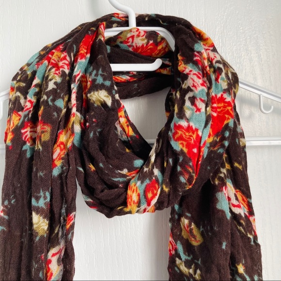 2/$15 Brown Fall floral fashion scarf - Picture 2 of 3